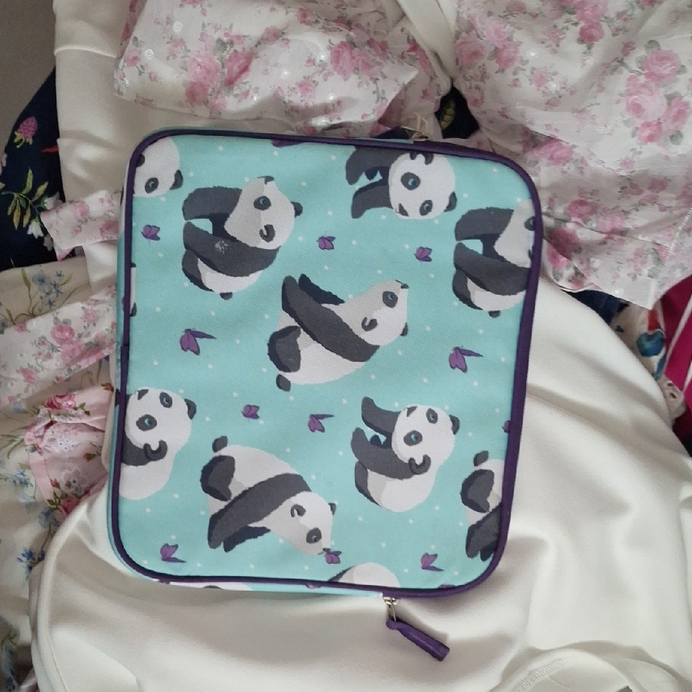 PBK Panda Print Kids Accessory Case - Blue and Purple